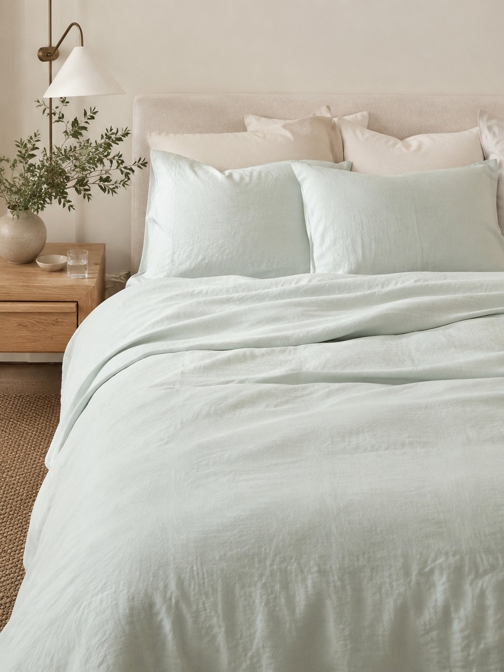 Cozy Earth Linen Duvet Cover King Mist Mint Green 100% Belgian Flax NWOT